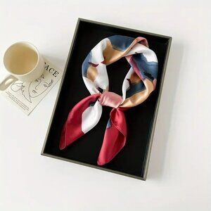 NWT - Colorful Oil Painting Pattern Square Scarf (SKU 0238)